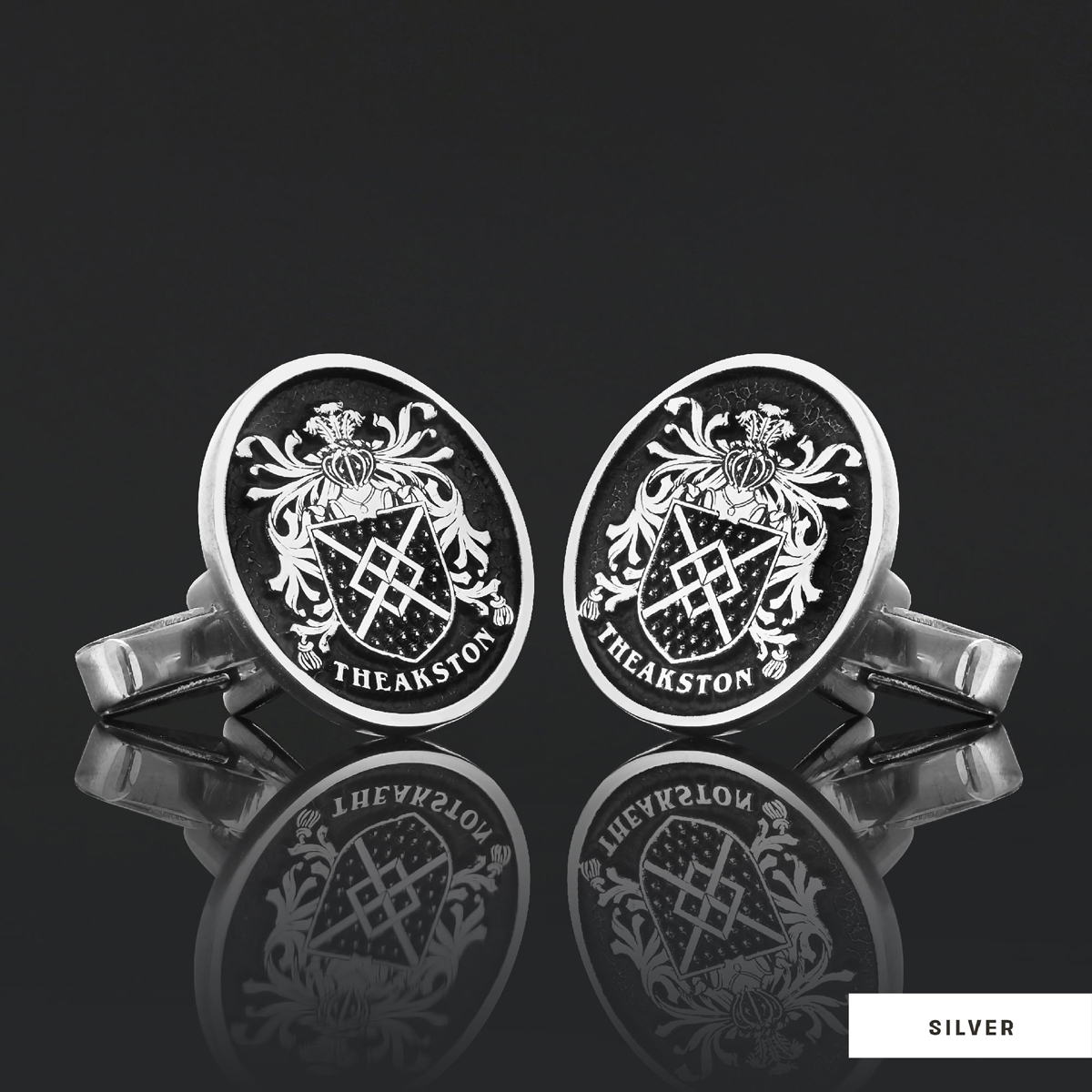 Personalized Oval Crest Cufflinks with Raised Family Emblem
