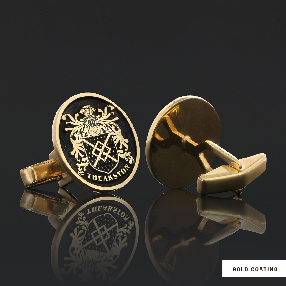Personalized Oval Crest Cufflinks with Raised Family Emblem