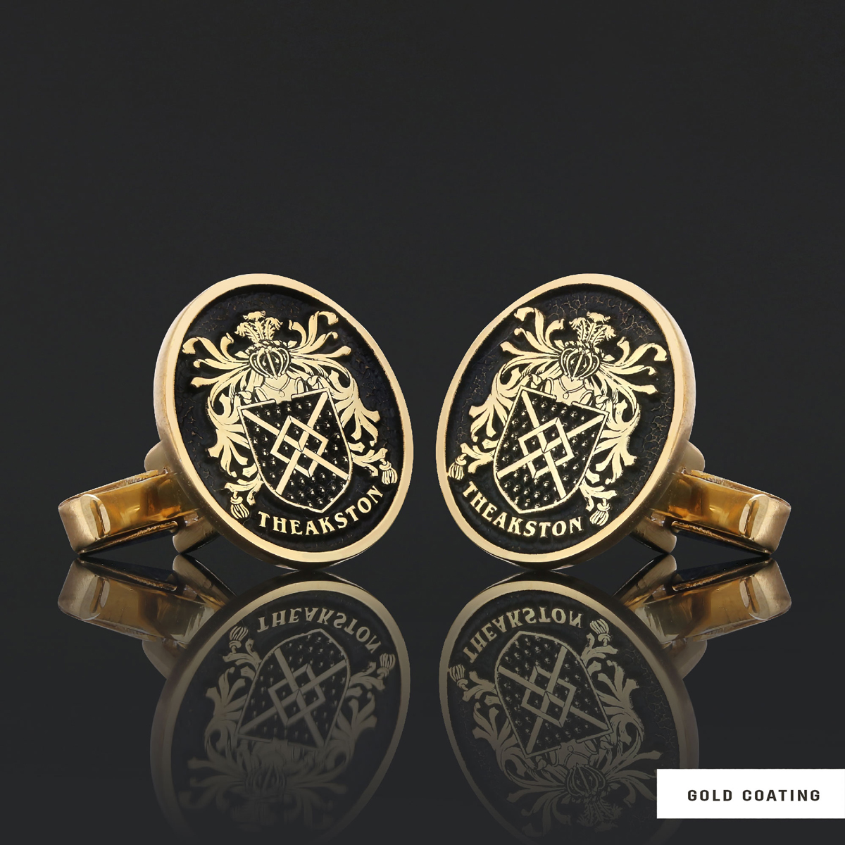 Personalized Oval Crest Cufflinks with Raised Family Emblem