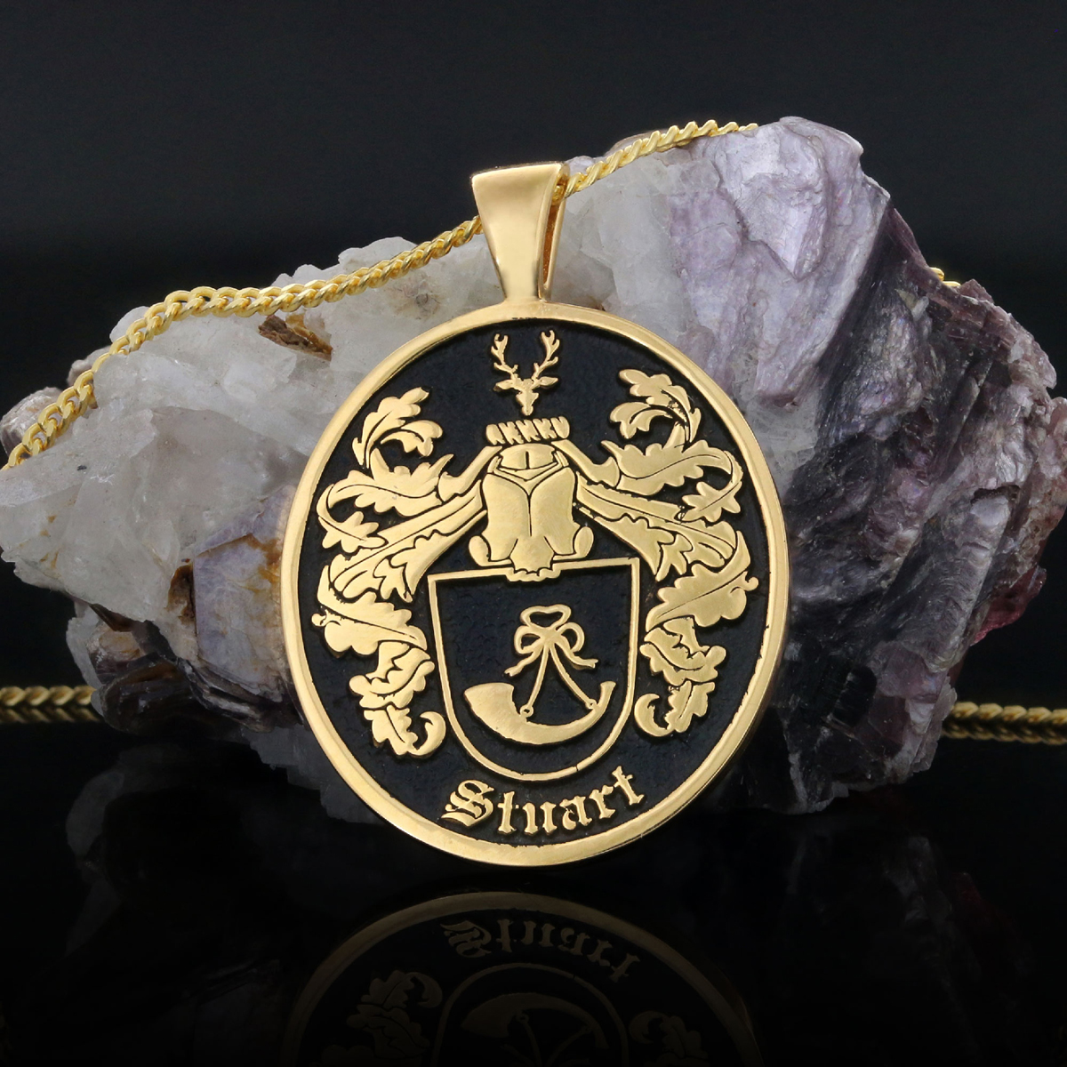 Oval Raised Family Crest Pendant, Personalized Oval Crest Necklace, Oval Coat of Arms Pendant