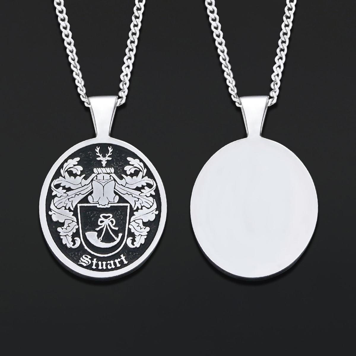 Oval Raised Family Crest Pendant, Personalized Oval Crest Necklace, Oval Coat of Arms Pendant