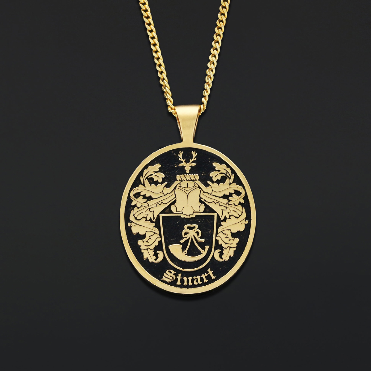 Oval Raised Family Crest Pendant, Personalized Oval Crest Necklace, Oval Coat of Arms Pendant