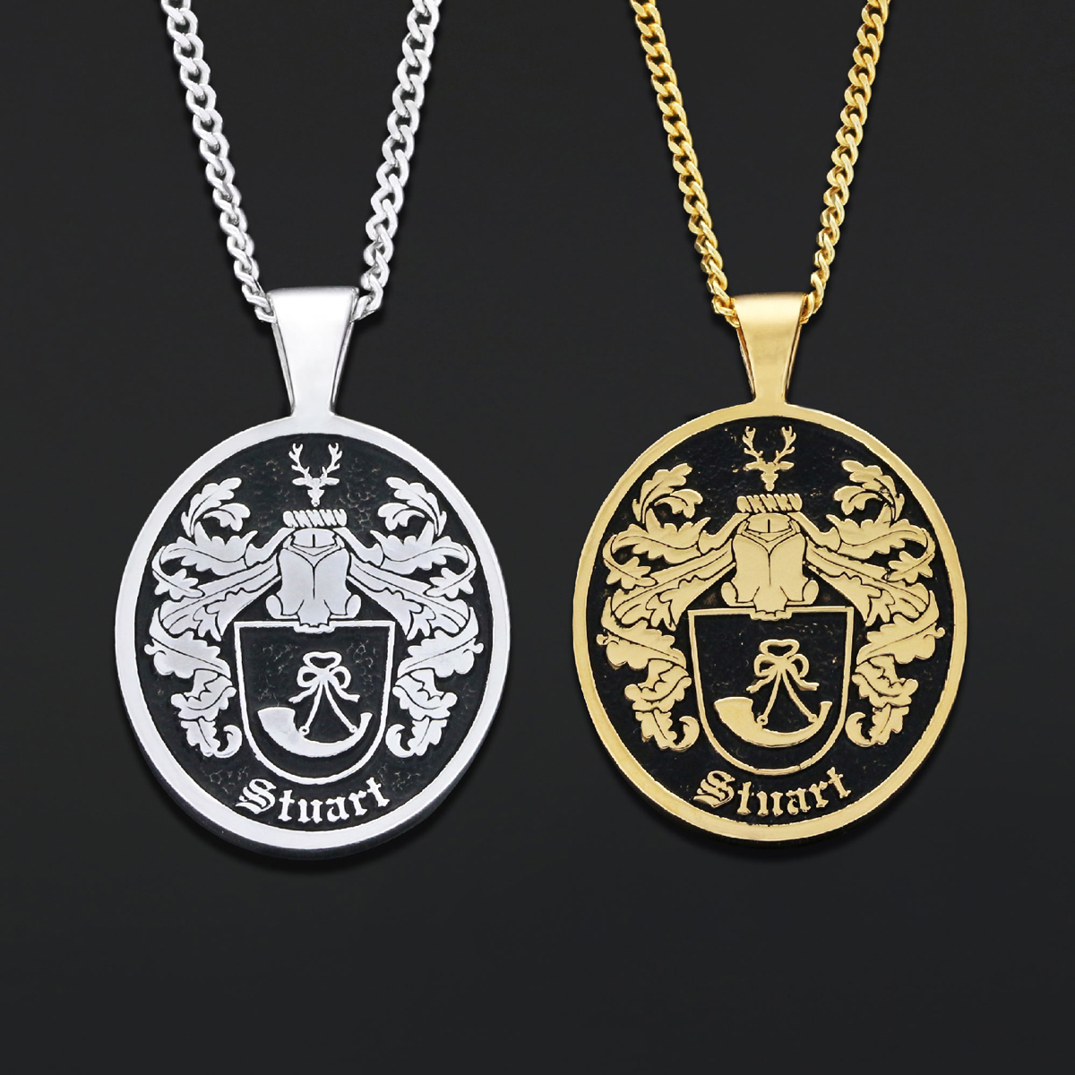 Oval Raised Family Crest Pendant, Personalized Oval Crest Necklace, Oval Coat of Arms Pendant