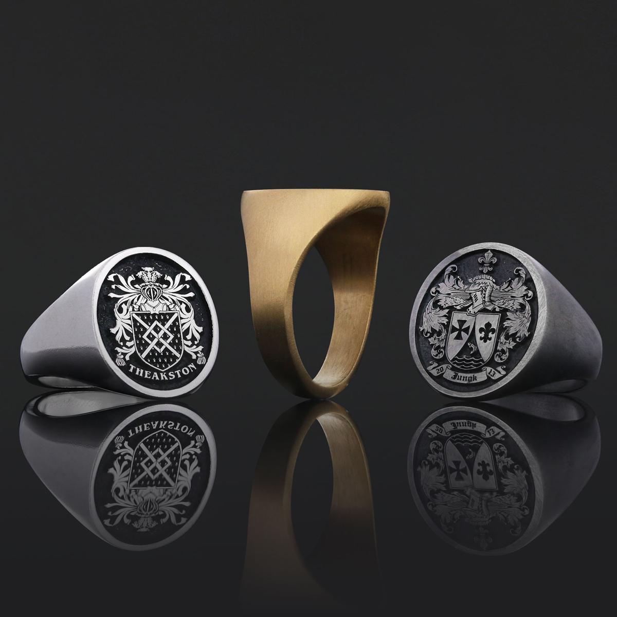 Oval Raised Family Crest Ring, Custom Raised Family Crest Ring