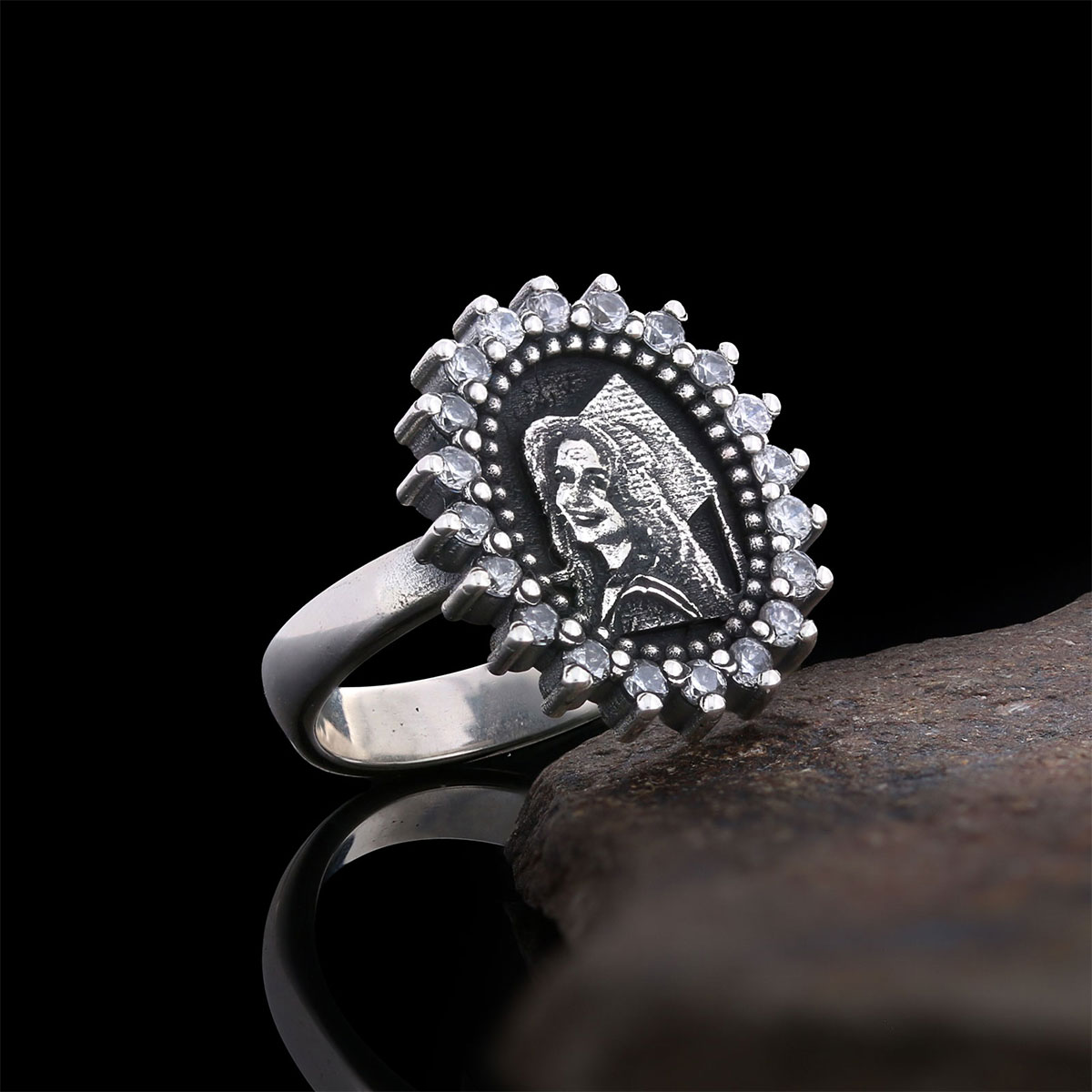 Oval Stone Photo Ring, Personalized Photo Ring, Lover Gift Ring, Women's Accessory, Special Production Photo Ring