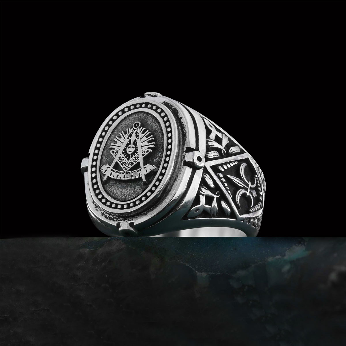 Past Master Masonic Ring, Celtic Lodge Masonic Ring, Round Mason Ring, Ancient Lodge Mason Ring