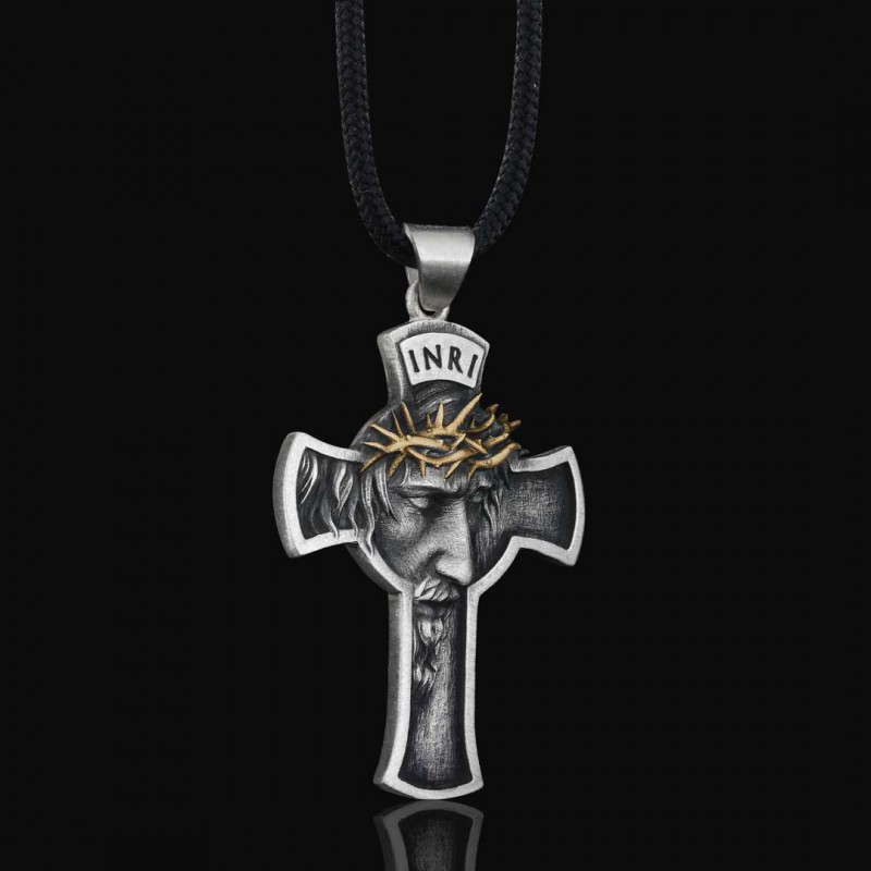 Jesus Cross Sterling Silver Necklace