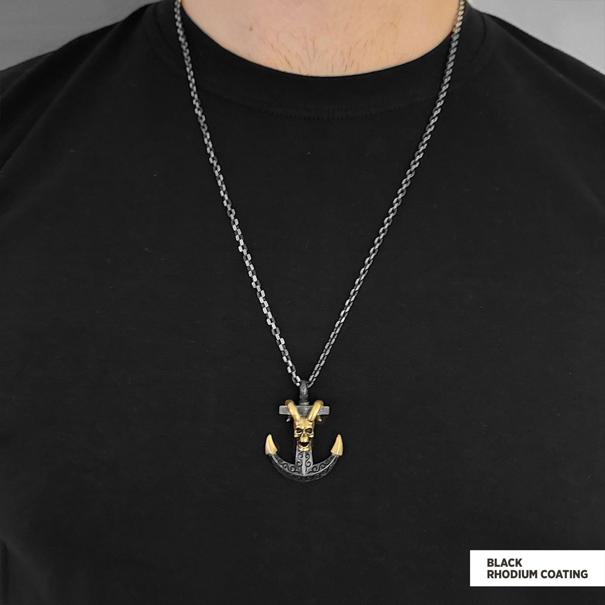 Personalized Skull Shaped Engraved Anchor Necklace