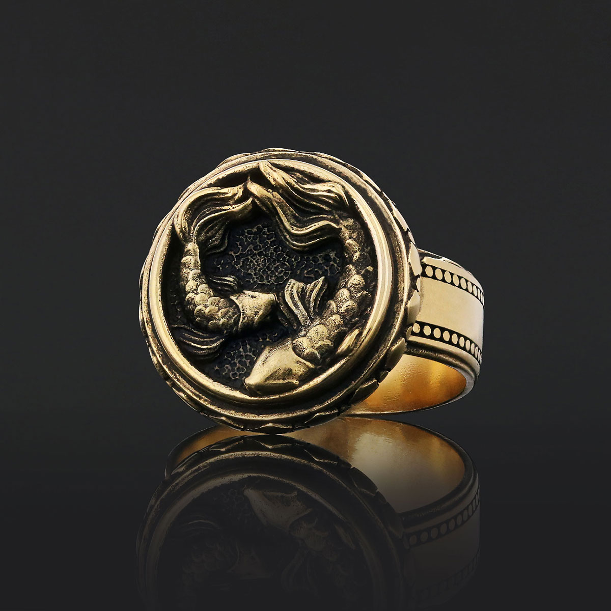 Pisces Zodiac Silver Ring