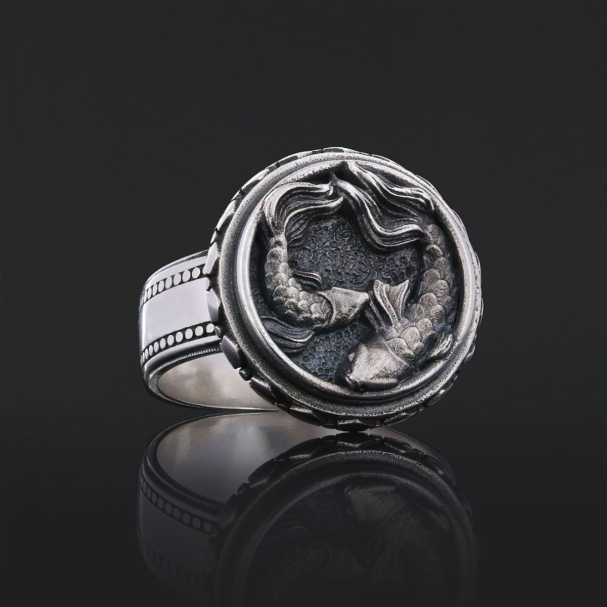 Pisces Zodiac Silver Ring