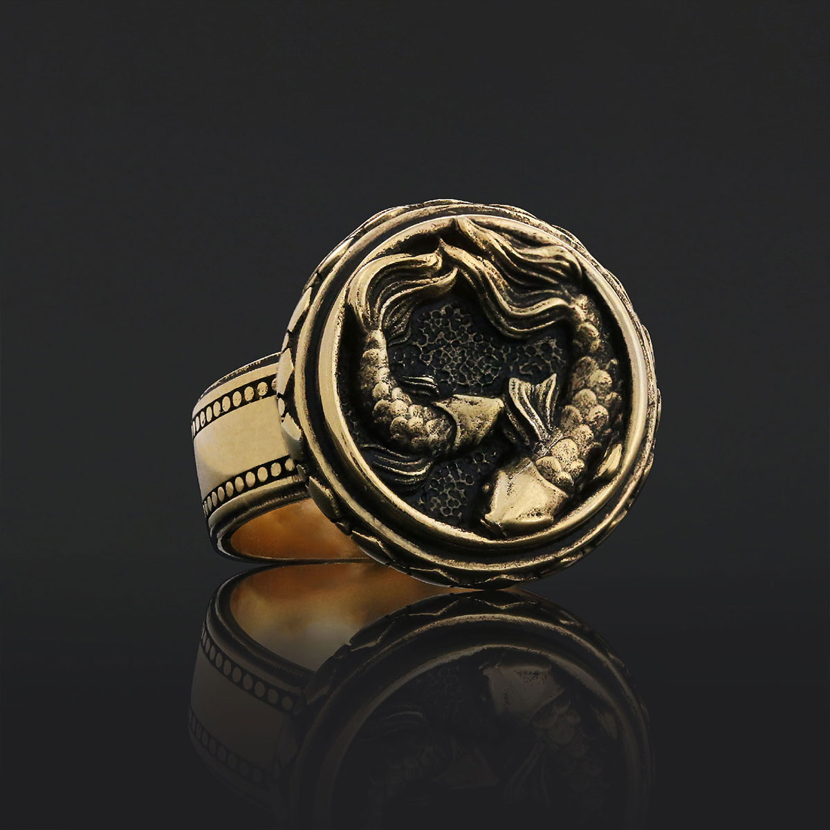 Pisces Zodiac Silver Ring