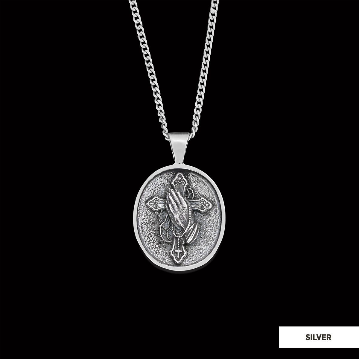 Praying Hands Cross, Religious Necklace, Christian Necklace, Jesus Necklace, Silver Religious Pendant, Religious Gift