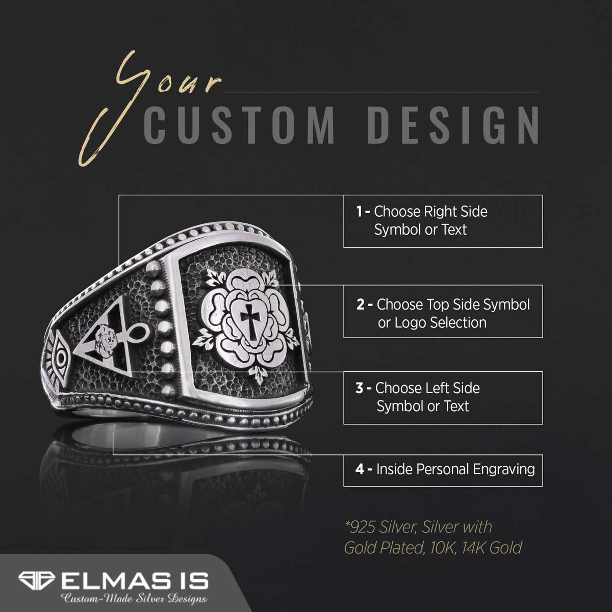 Rosae Crucis Ring, A Symbol of Tradition and Honor, Custom Rosae Crucis Ring Rosae Crucis Ring, A Symbol of Tradition and Honor, Custom Rosae Crucis Ring