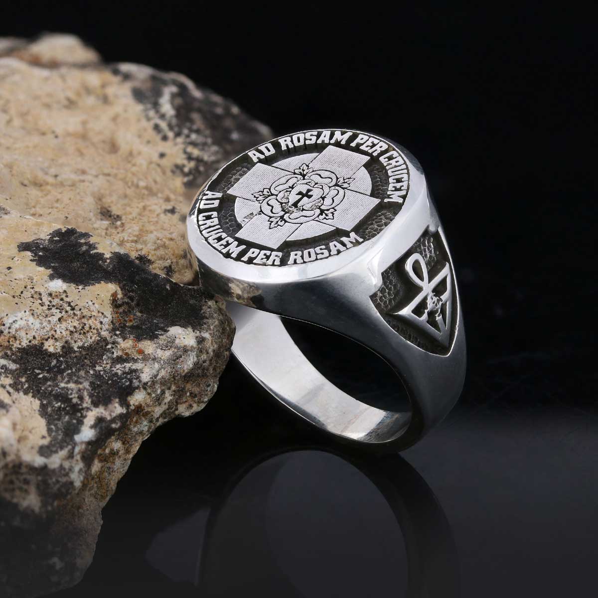 Round Amorc Jewelry, Spiritual Ring of the Rosicrucian Order, Custom Rosae Crucis Ring