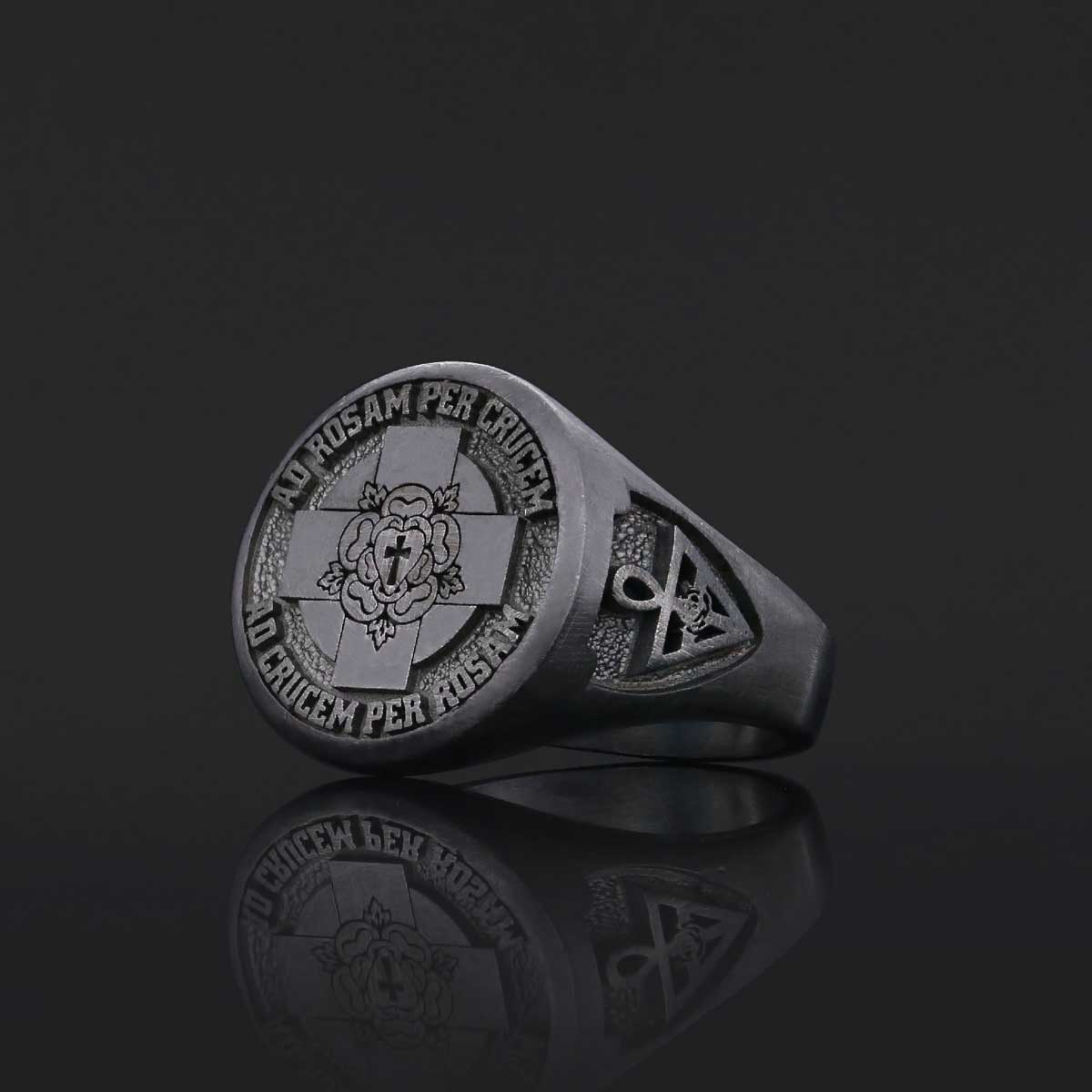Round Amorc Jewelry, Spiritual Ring of the Rosicrucian Order, Custom Rosae Crucis Ring