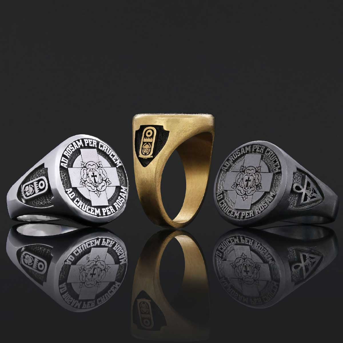 Round Amorc Jewelry, Spiritual Ring of the Rosicrucian Order, Custom Rosae Crucis Ring