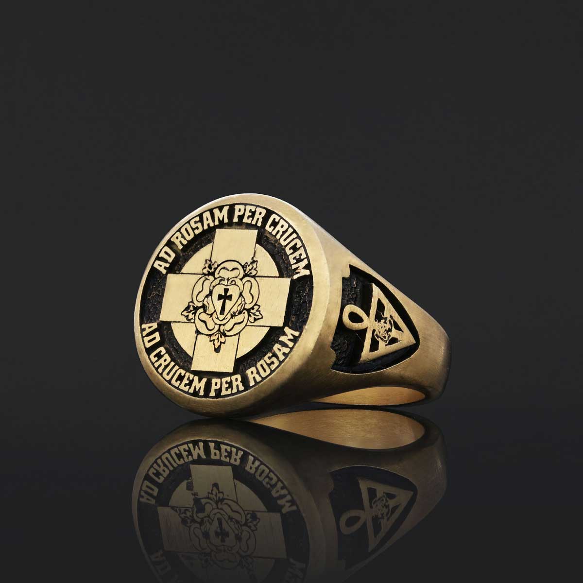 Round Amorc Jewelry, Spiritual Ring of the Rosicrucian Order, Custom Rosae Crucis Ring