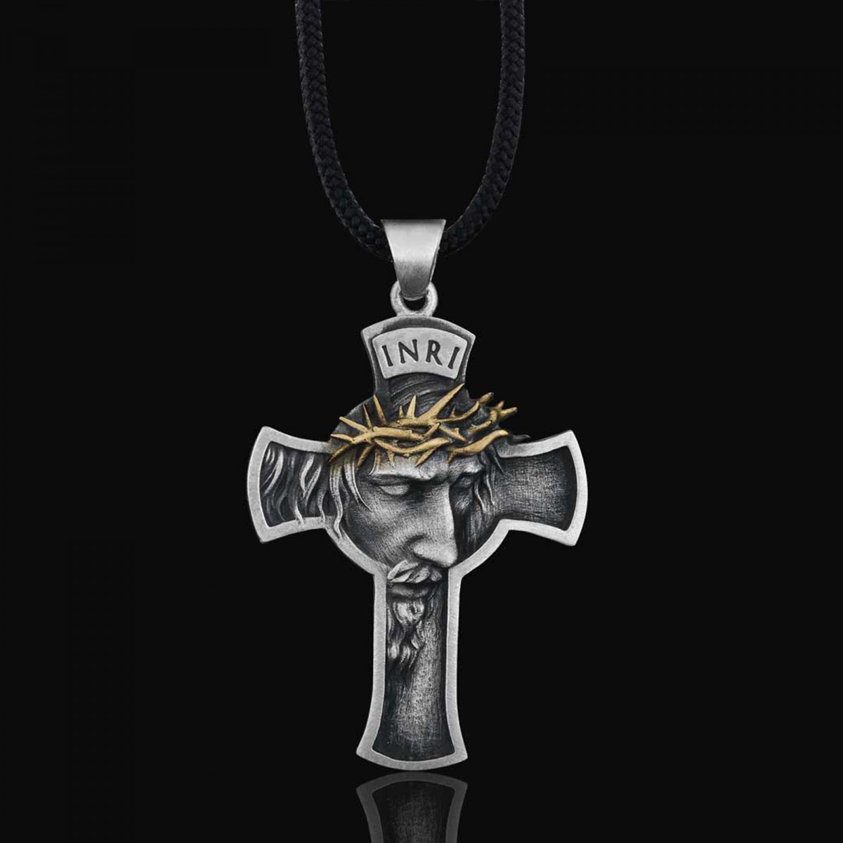 Jesus Cross Sterling Silver Necklace
