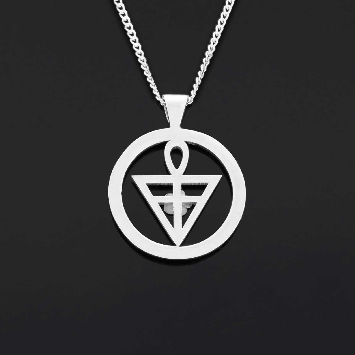 Round Rosae Crucis Symbol Pendant, Antiquus Mysticusque Ordo Rosae Crucis Pendant, Mason Charm Necklace