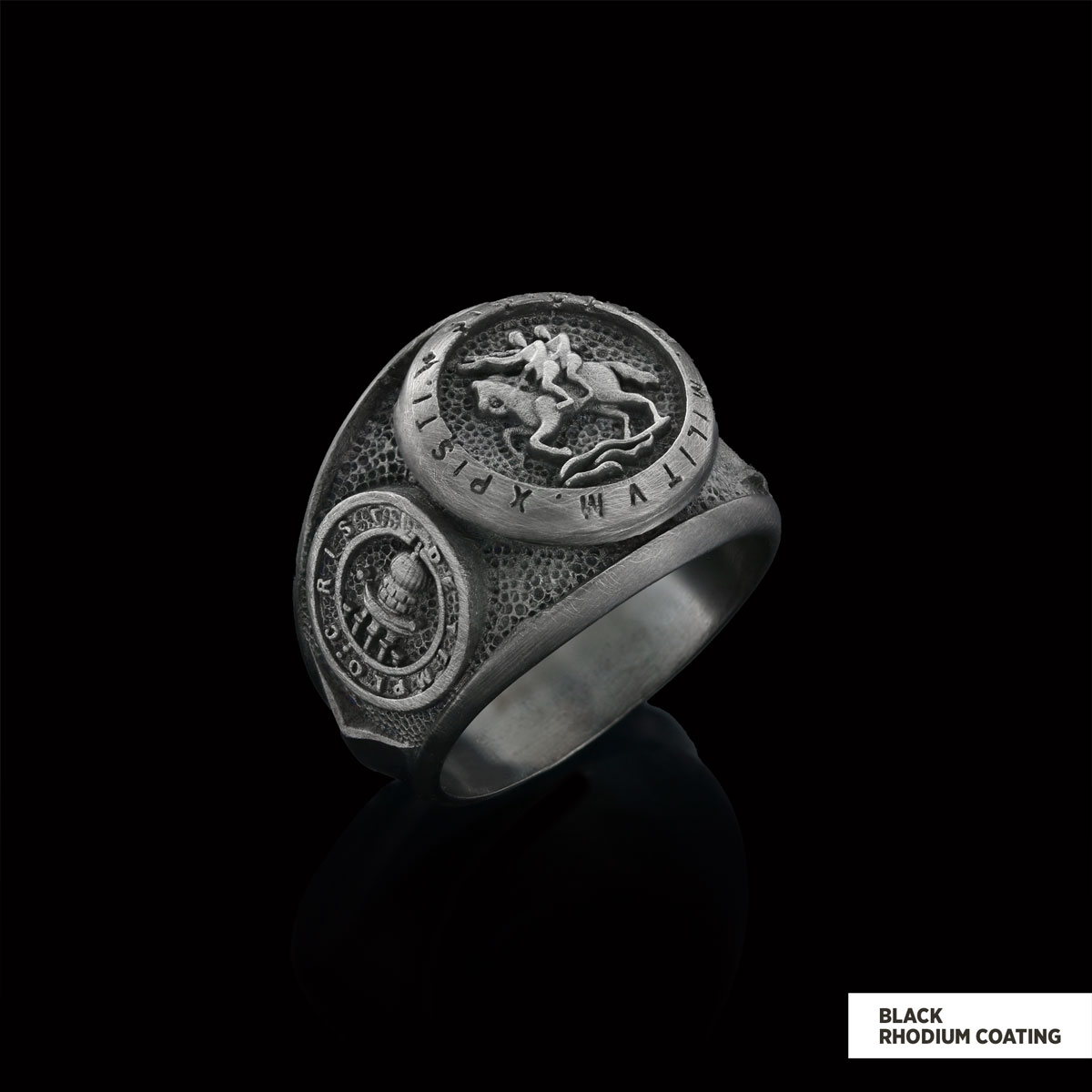 Round Silver Masonic Ring,  Celestial Mason Ring, Stylish and Meaningful Jewelry with Masonic Seal Detail
