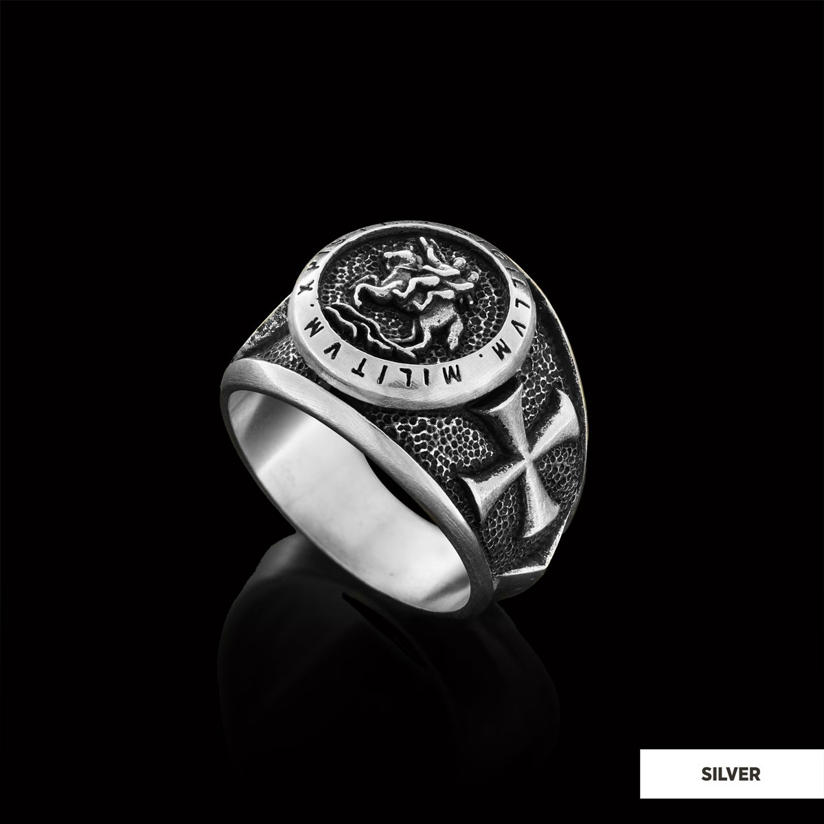 Round Silver Masonic Ring,  Celestial Mason Ring, Stylish and Meaningful Jewelry with Masonic Seal Detail