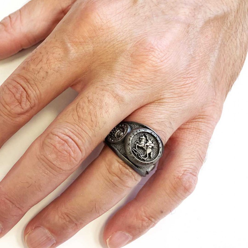 Round Silver Masonic Ring