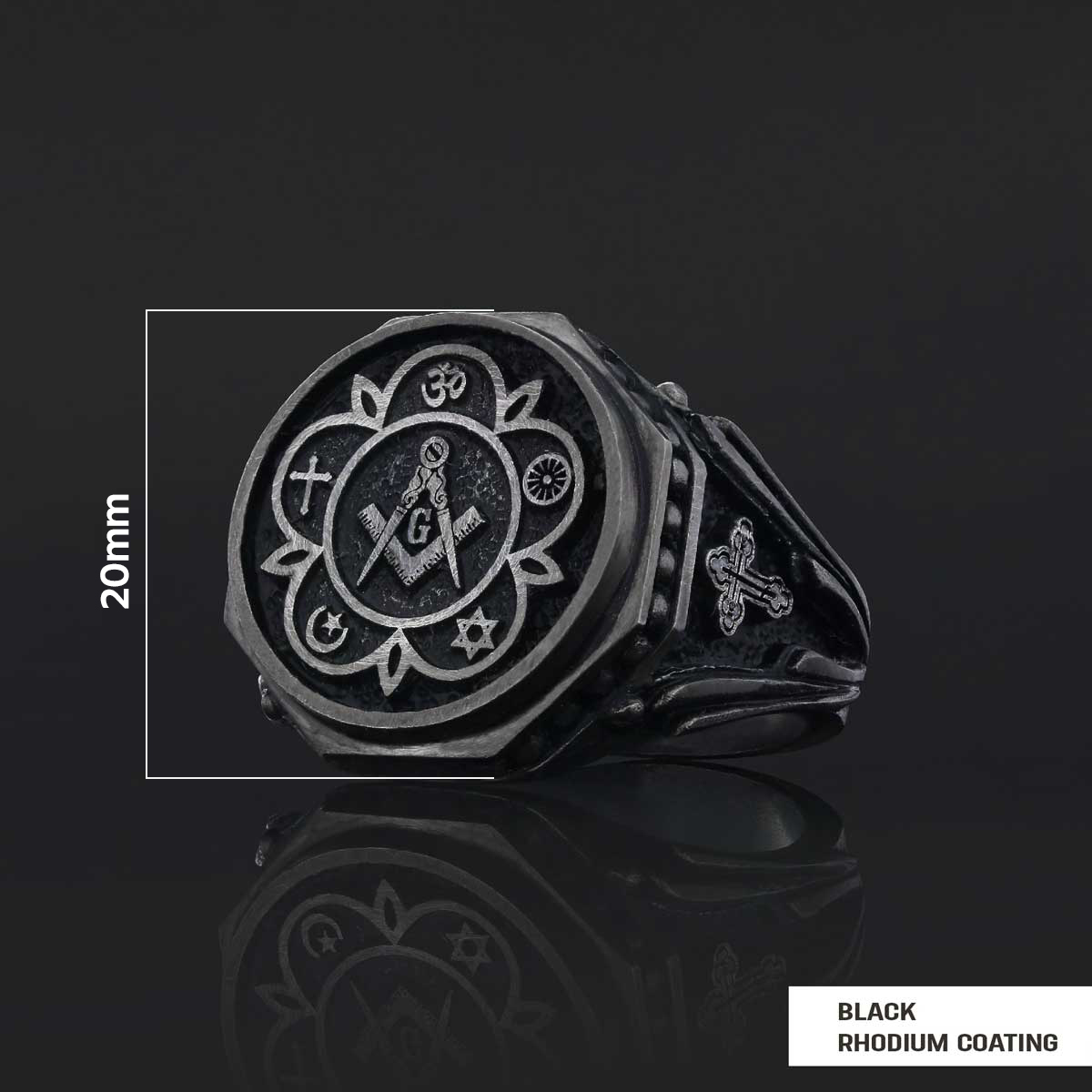 Round Special Design Handmade Silver Men Masonic Ring