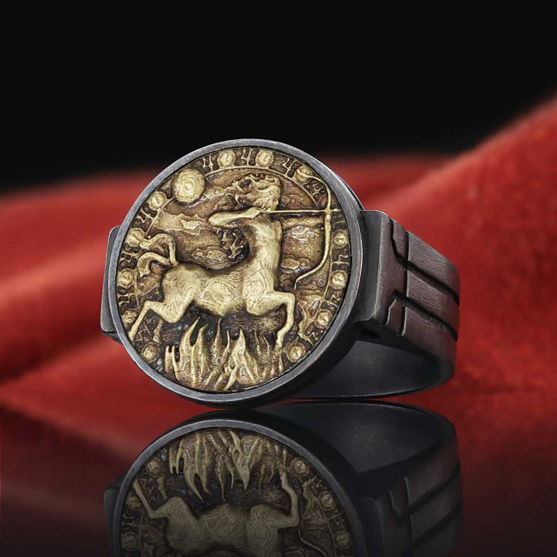 Sagittarius Zodiac Round Ring