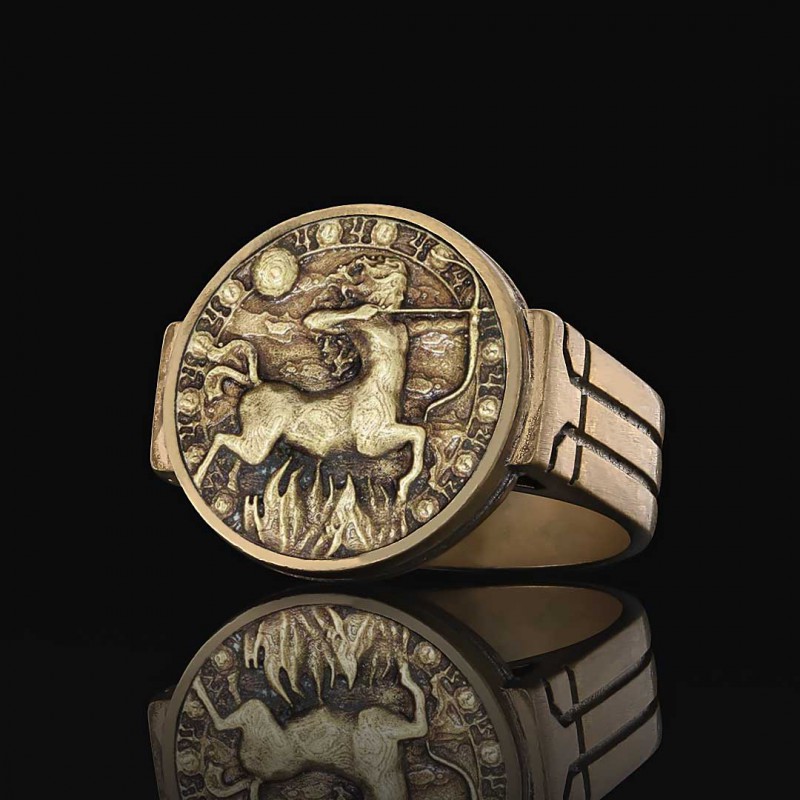 Sagittarius Zodiac Round Ring