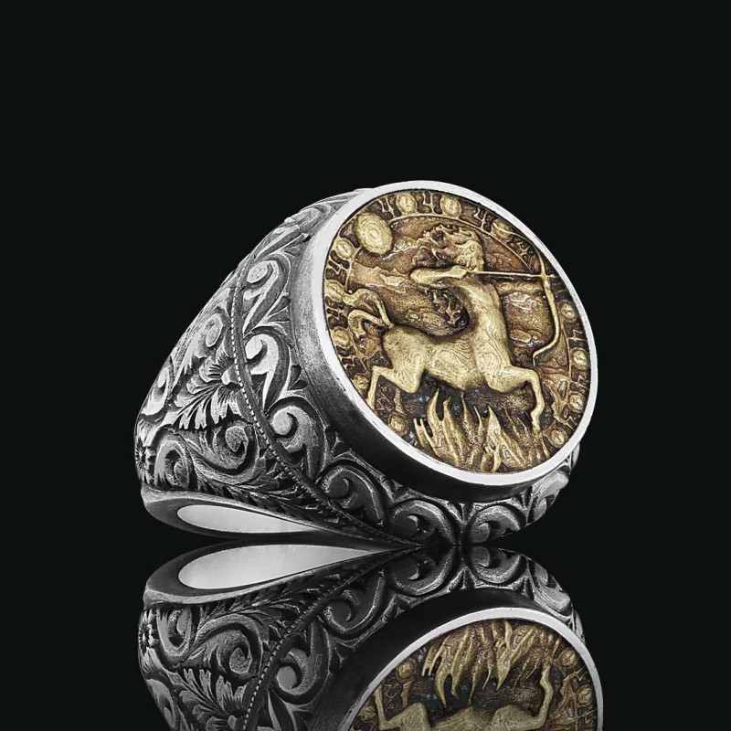 Sagittarius 925 Silver Zodiac Ring Sterling Silver Men 