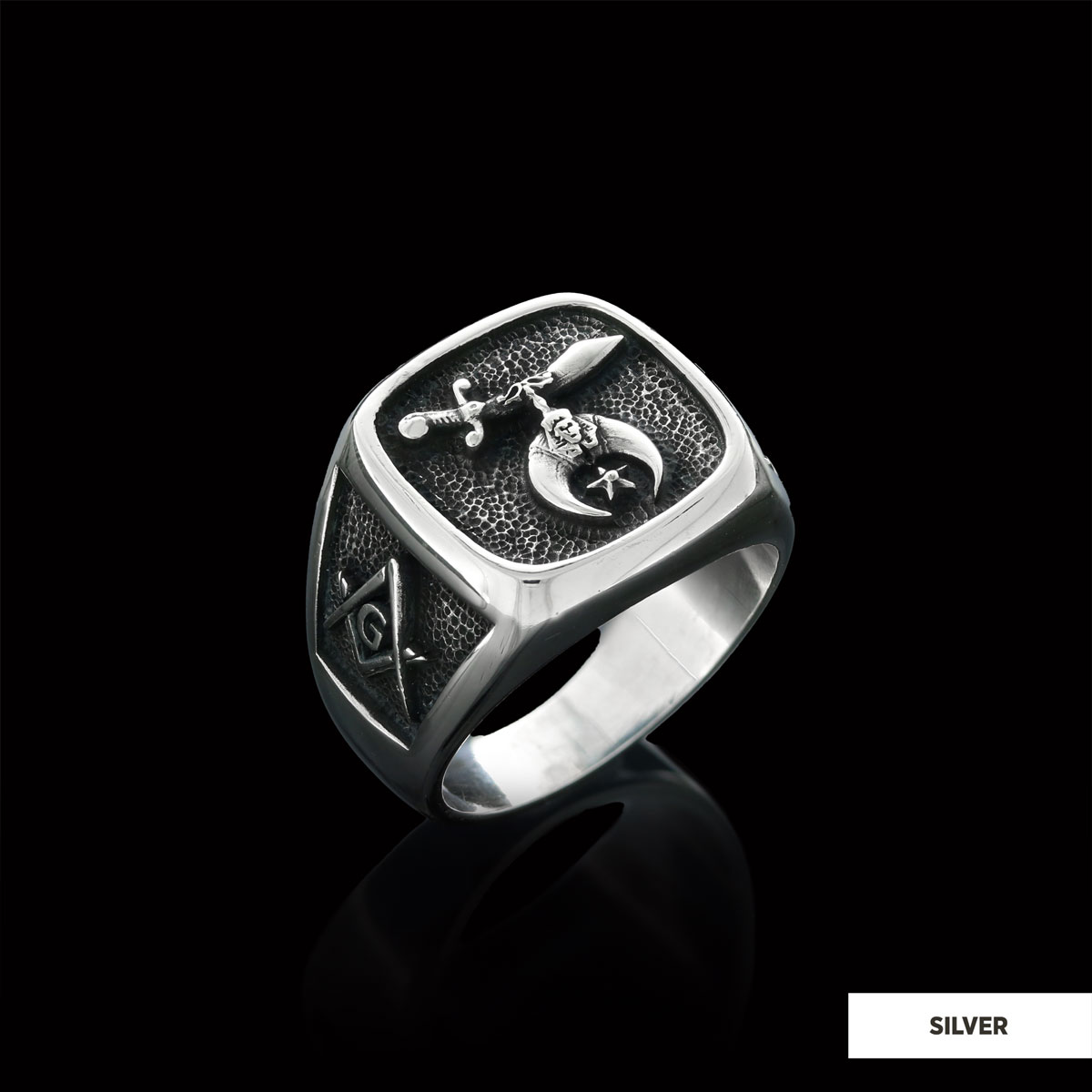 Shriners Masonic Ring, Handcrafted Sterling Silver Mason Ring