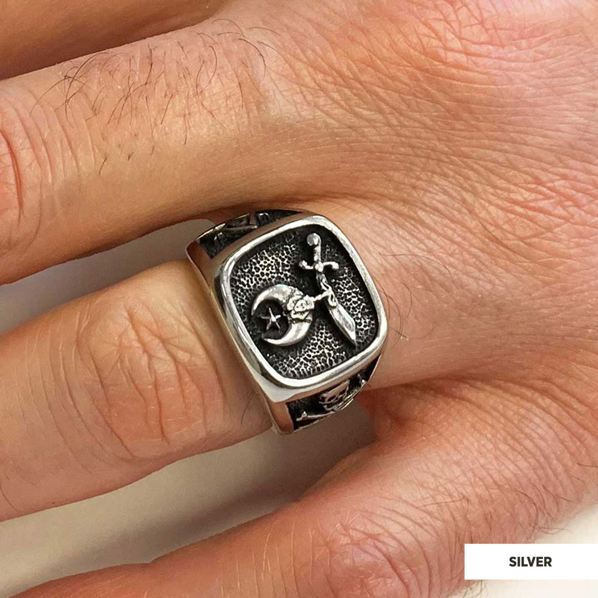 Shriners Masonic Ring, Handcrafted Sterling Silver Mason Ring