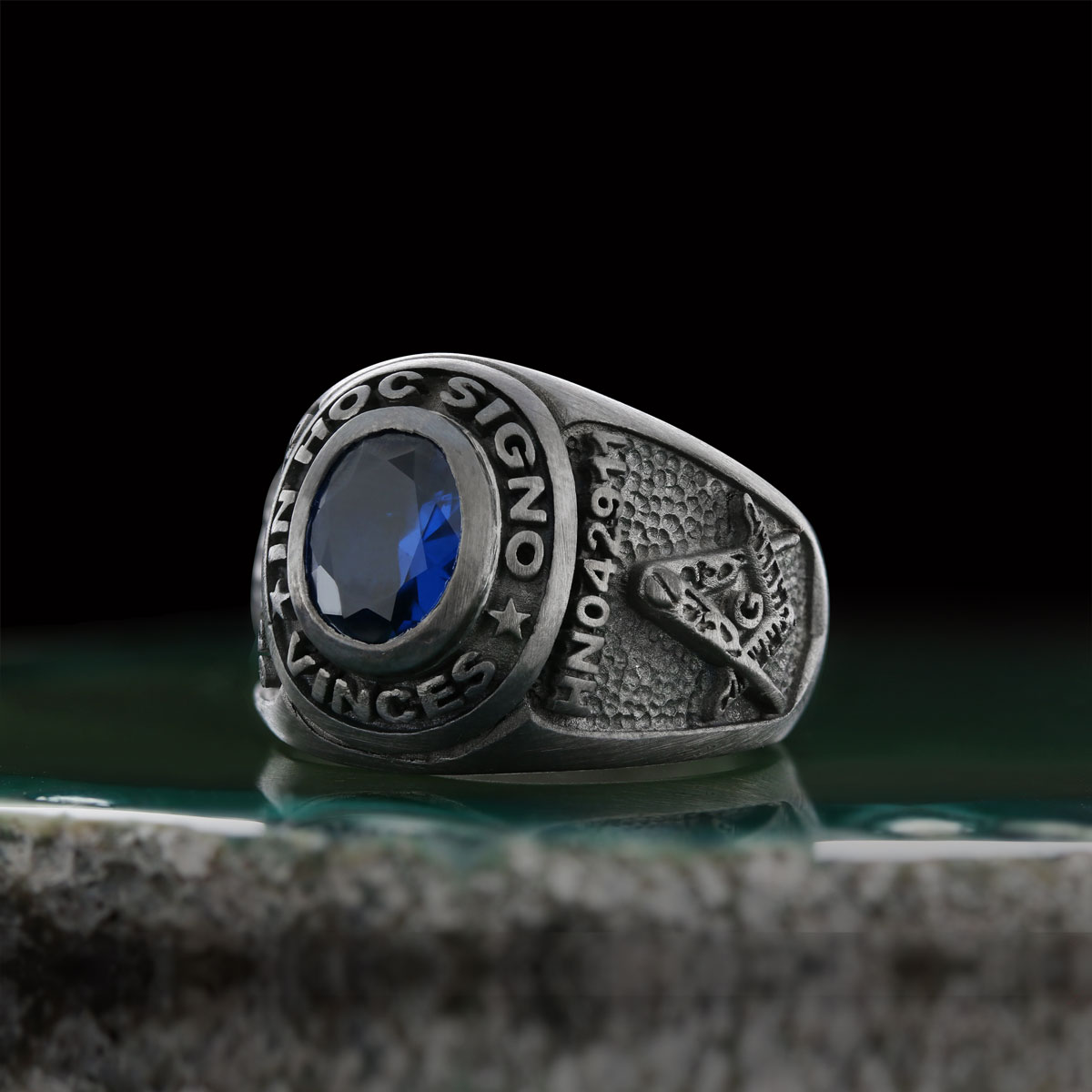 Side Embossed Acacia Masonic Ring, Master Mason Ring, Elegant Masonic Ring