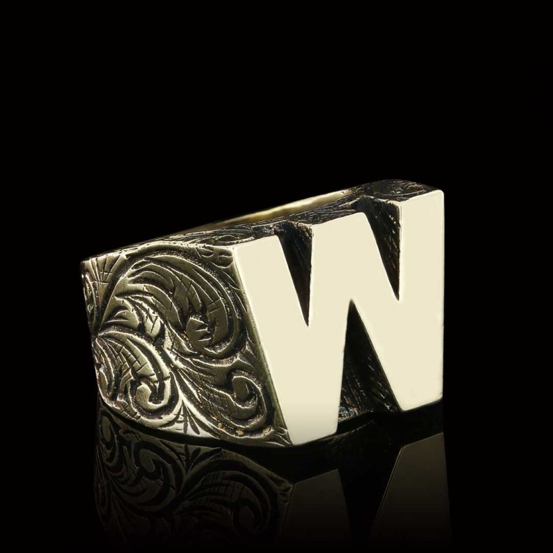 Silver Alphabet W Ring