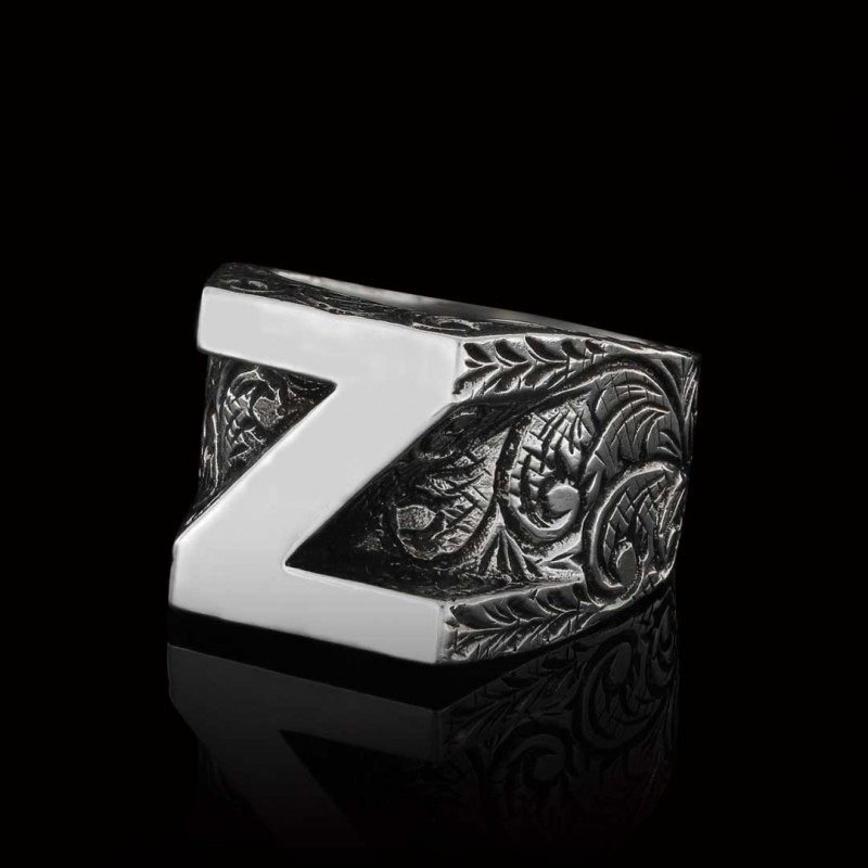 Silver Alphabet Z Ring