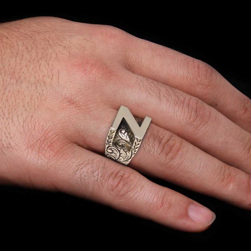 Silver Alphabet Z Ring