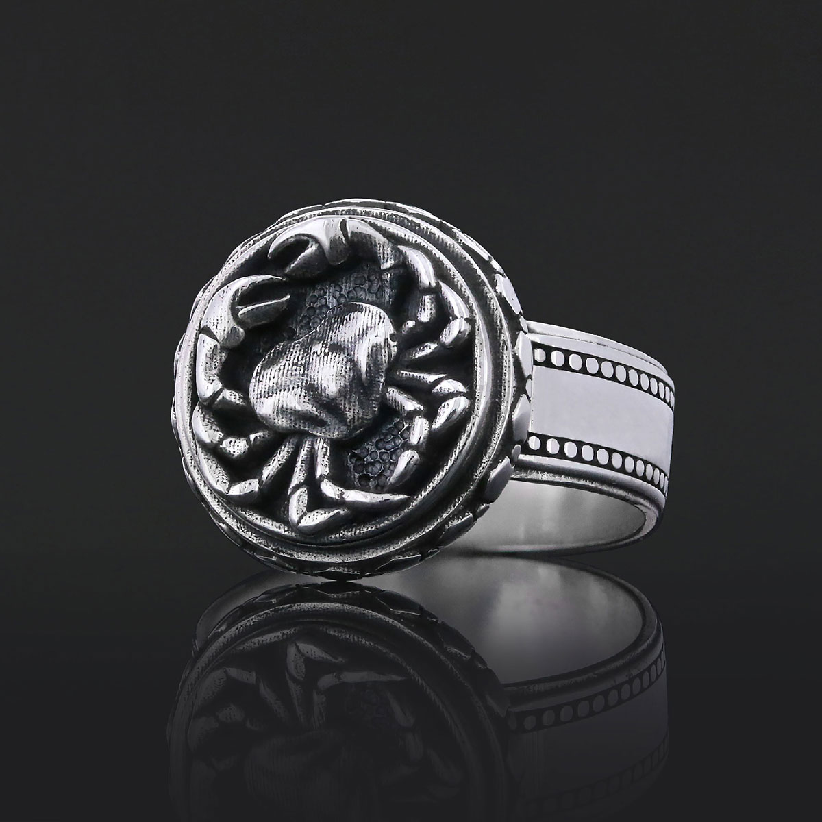 Silver Cancer Sign Ring