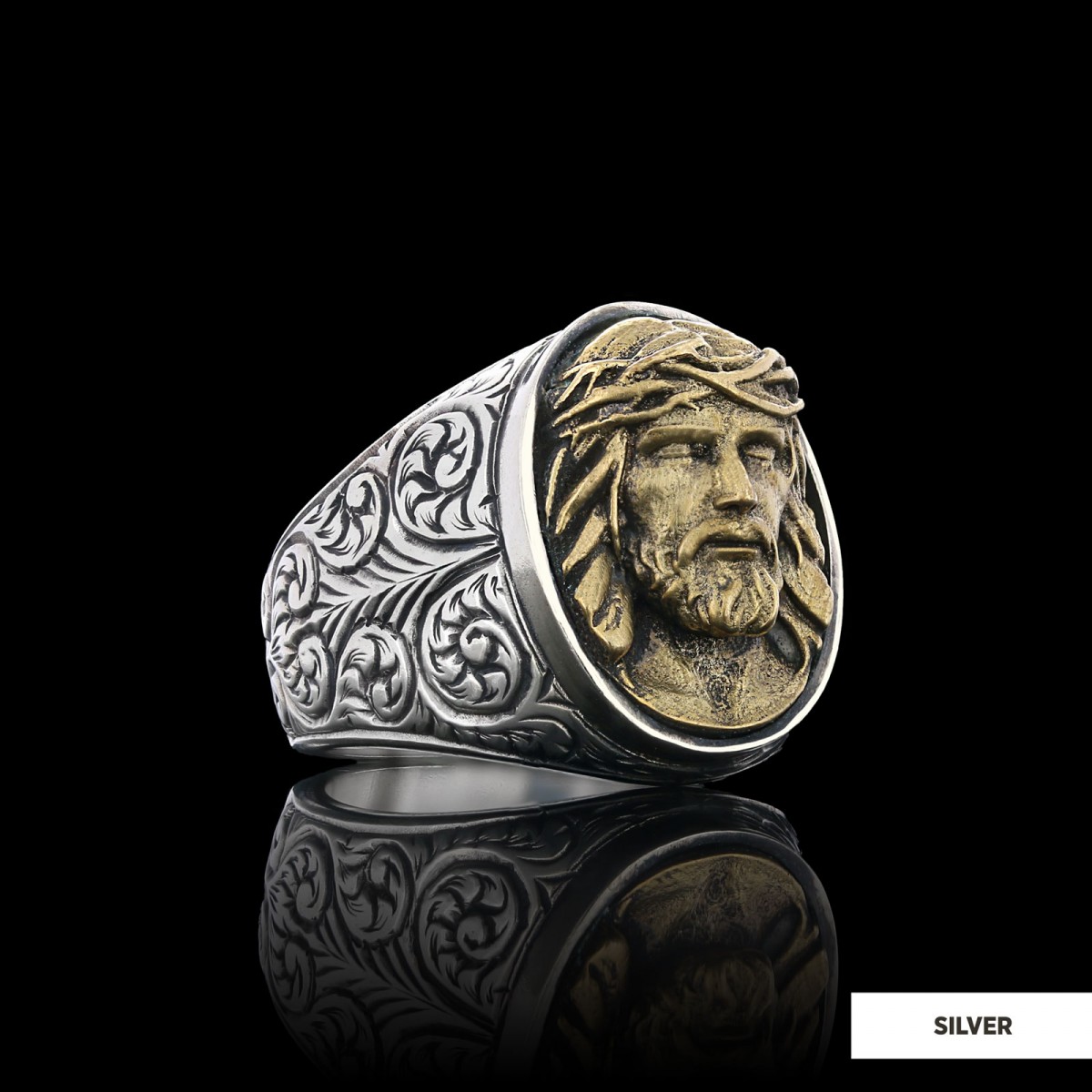 Silver Christian Jesus Ring