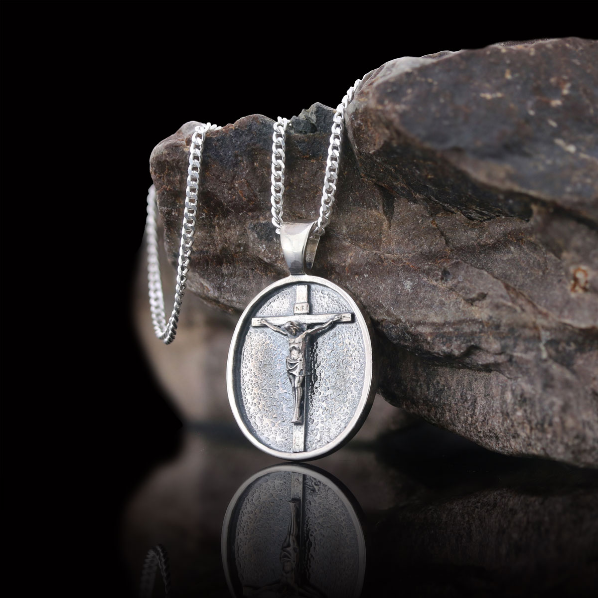 Silver Crucified Jesus Necklace, Crucifix Pendant, Christian Jewelry, Jesus Cross Necklace, Religious Jewelry