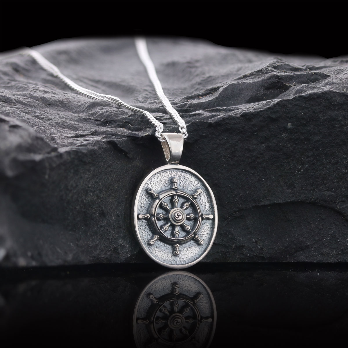 Silver Dharma Wheel Necklace, 8 Fold Path Pendant, Buddhism Charm, Dharmachakra Pendant Silver Dharma Wheel Necklace, 8 Fold Path Pendant, Buddhism Charm, Dharmachakra Pendant