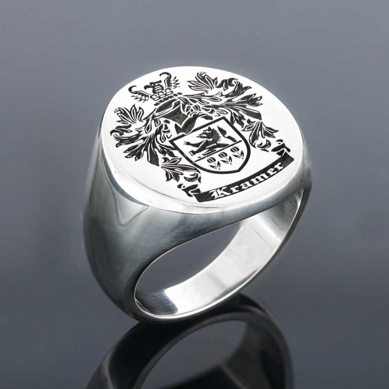 Oval Engraved Family Crest Ring