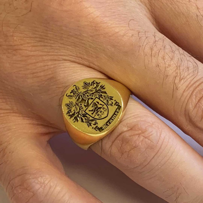 Oval Engraved Family Crest Ring