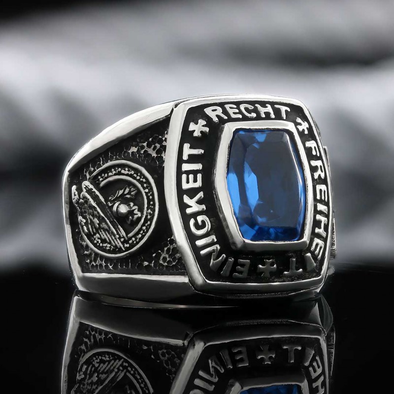 Silver Hand Made Einigkeit Recht Freiheit Germany Ring