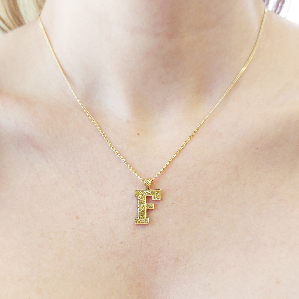 Silver Handmade Special Design Letter Monogram F Necklace