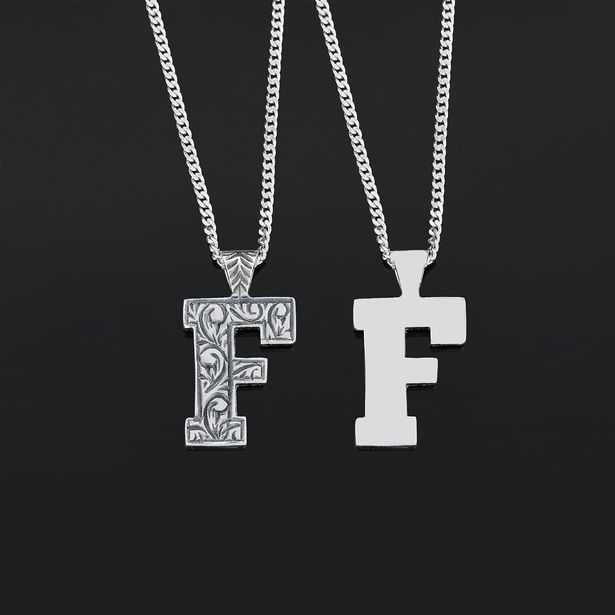 Silver Handmade Special Design Letter Monogram F Necklace