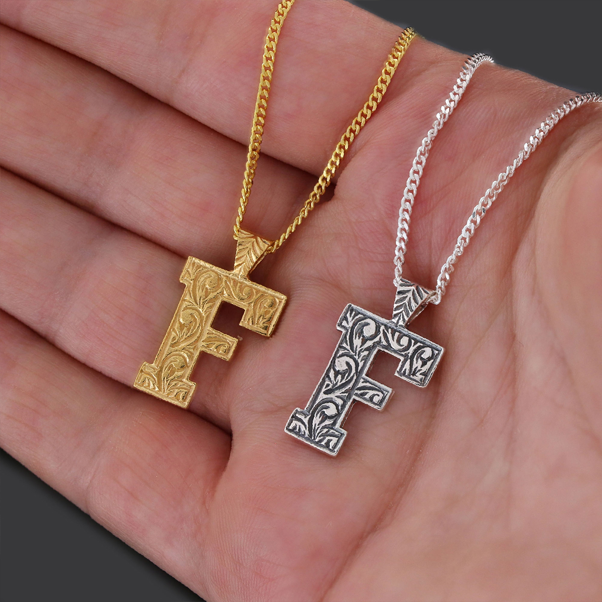 Silver Handmade Special Design Letter Monogram F Necklace