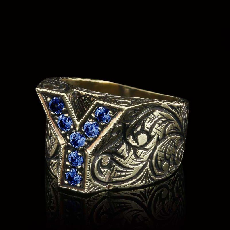 Silver Letter Y Alphabet Ring