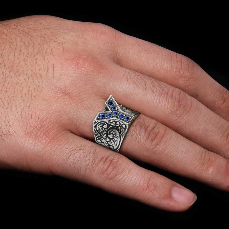 Silver Letter Y Alphabet Ring