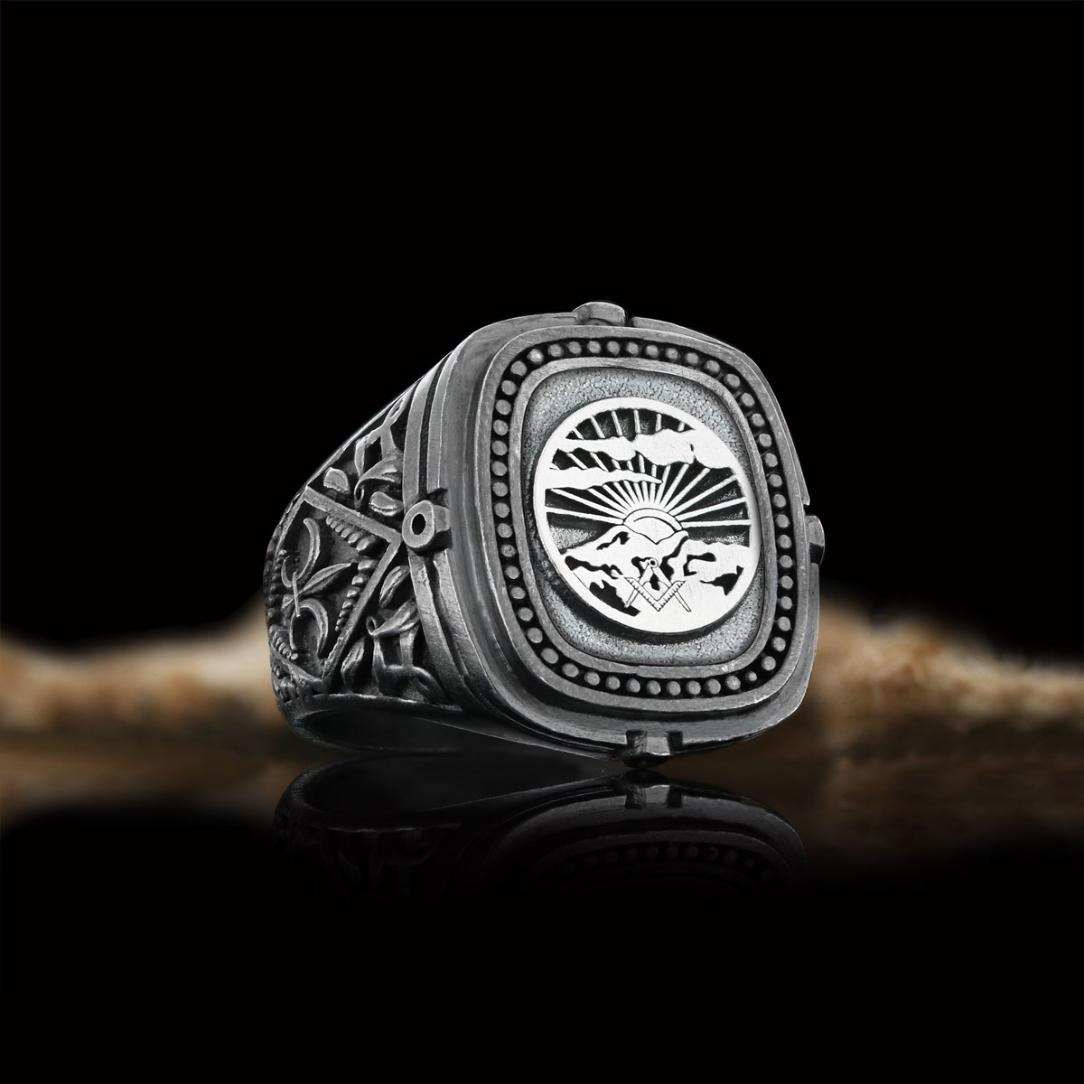 Silver Masonic Ring, Freemasonic Ring, Master Mason Ring, Elegant Masonic Ring