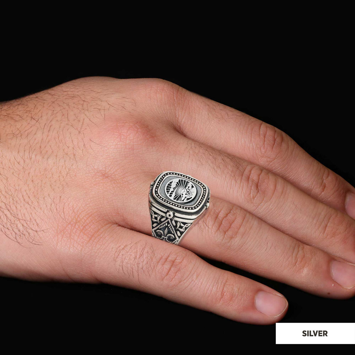 Silver Masonic Ring, Freemasonic Ring, Master Mason Ring, Elegant Masonic Ring